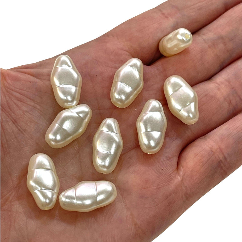 Ivory Color Acrylic Baroque Pearl 19x10mm Beads with 1.5mm Hole, 50 Gr Pack-55 Beads