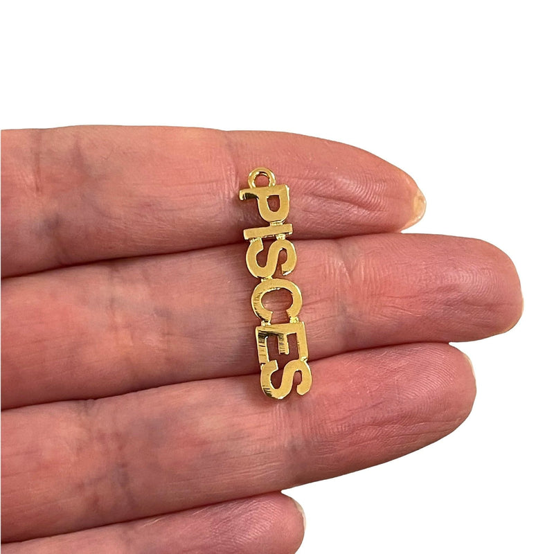 24Kt Gold Plated Letter Zodiac Charm, Brass Zodiac Horoscope Sign,