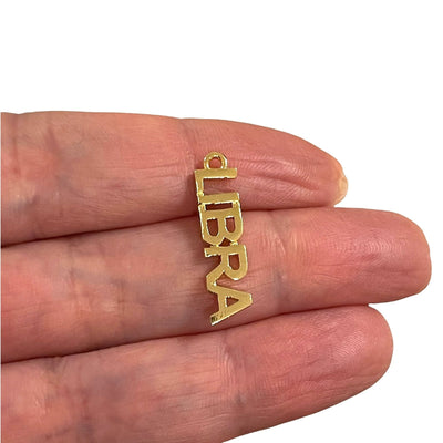 24Kt Gold Plated Letter Zodiac Charm, Brass Zodiac Horoscope Sign,