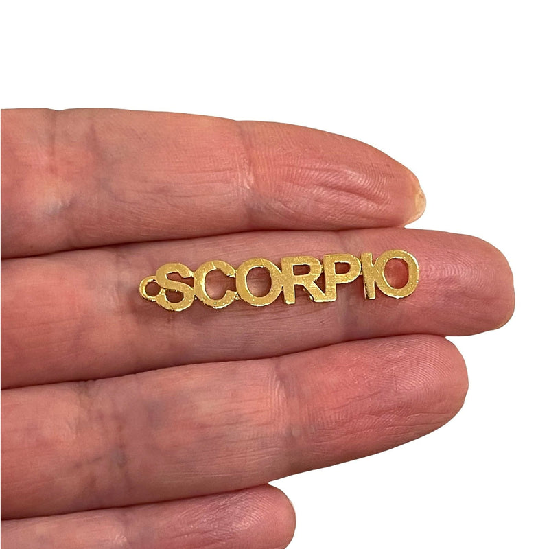 24Kt Gold Plated Letter Zodiac Charm, Brass Zodiac Horoscope Sign,