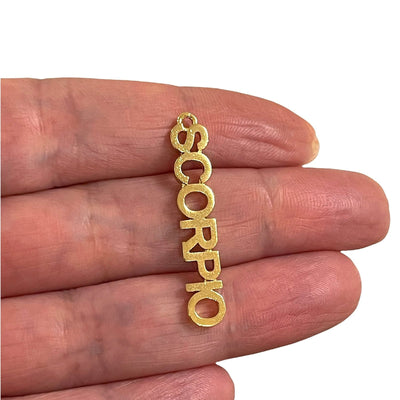 24Kt Gold Plated Letter Zodiac Charm, Brass Zodiac Horoscope Sign,