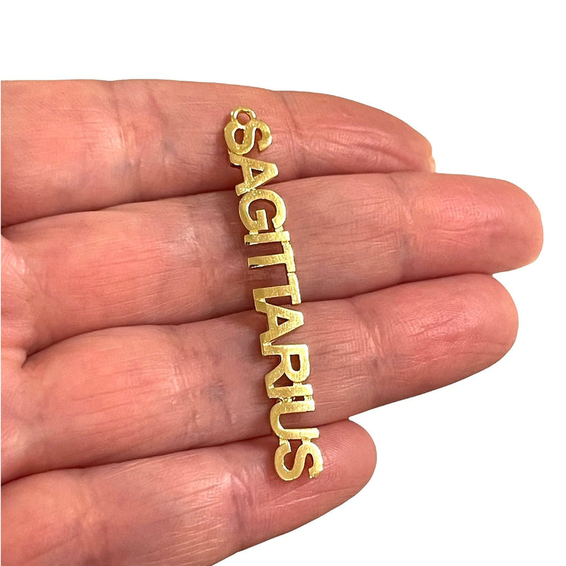 24Kt Gold Plated Letter Zodiac Charm, Brass Zodiac Horoscope Sign,