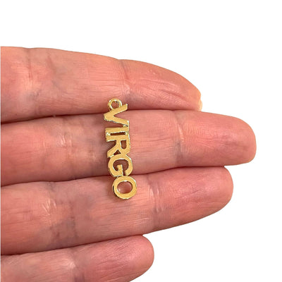 24Kt Gold Plated Letter Zodiac Charm, Brass Zodiac Horoscope Sign,