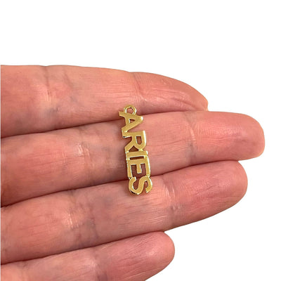 24Kt Gold Plated Letter Zodiac Charm, Brass Zodiac Horoscope Sign,