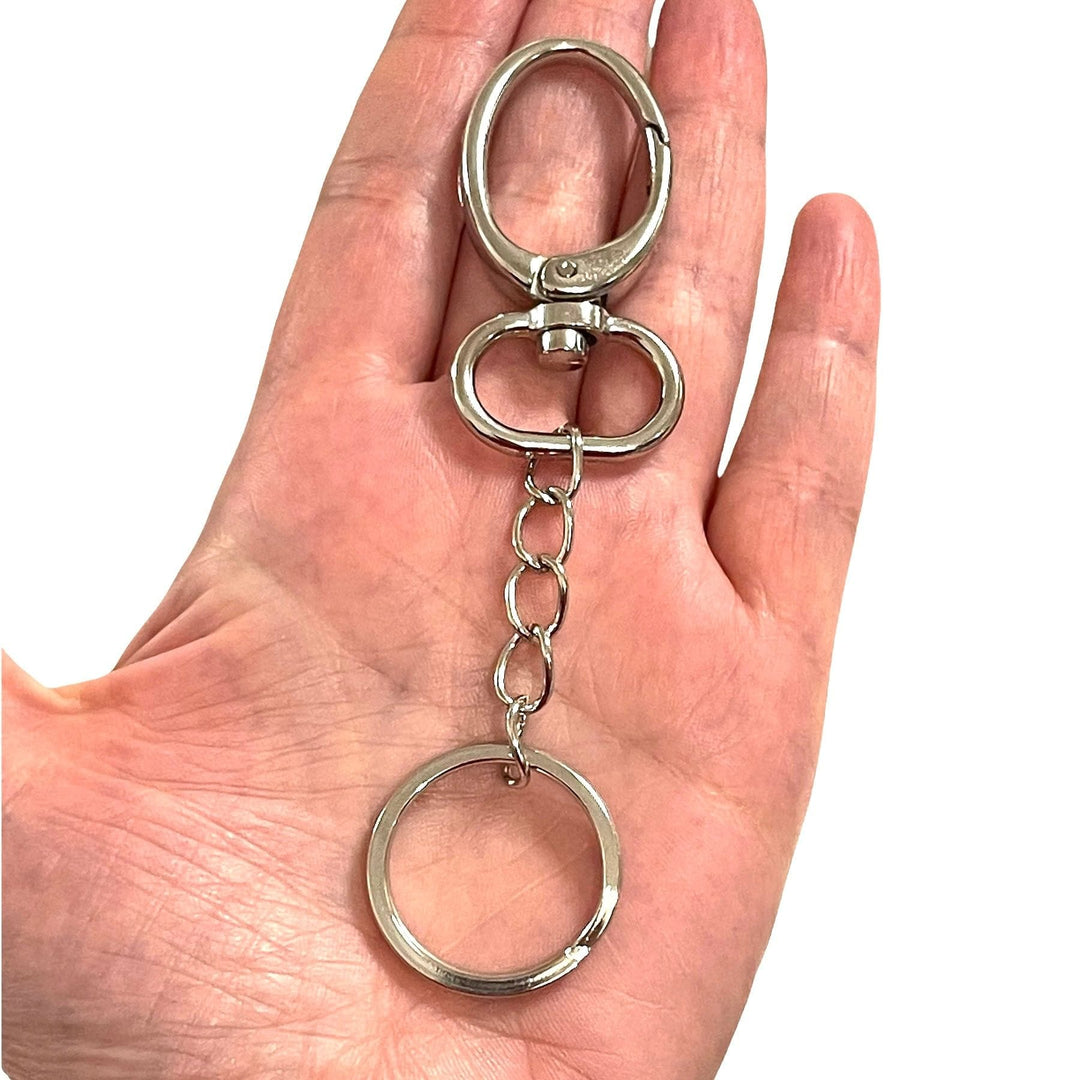 Rhodium Plated Keyring&amp;Keychains with Large Swivel Clasp