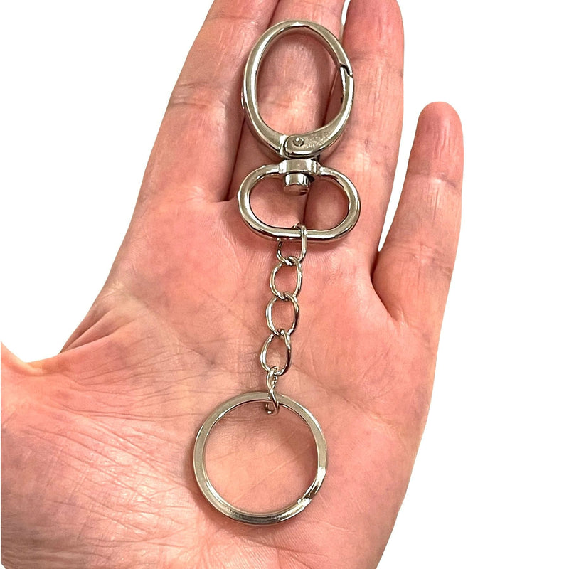 Rhodium Plated Keyring&Keychains with Large Swivel Clasp