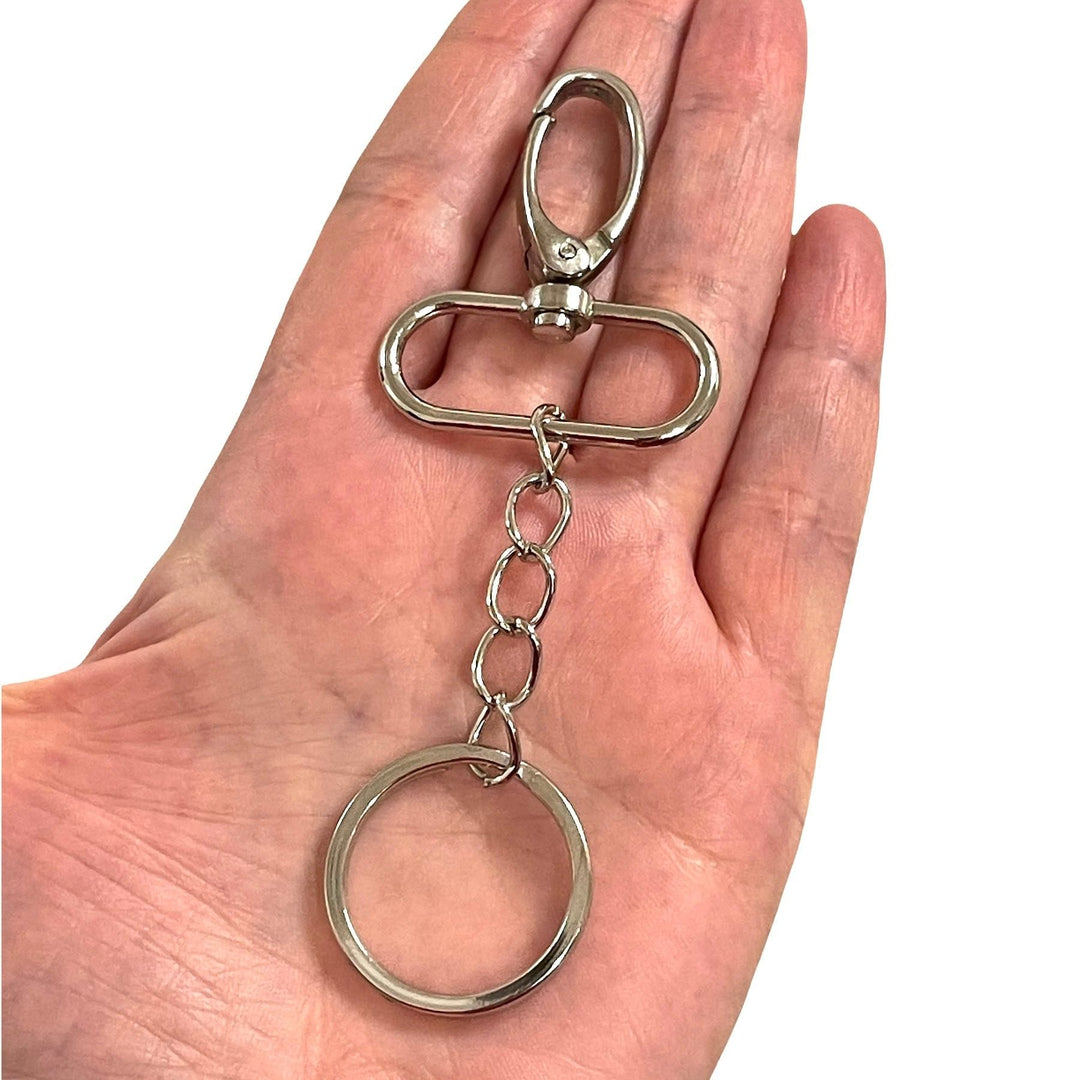 Rhodium Plated Keyring&amp;Keychains with Large Swivel Clasp