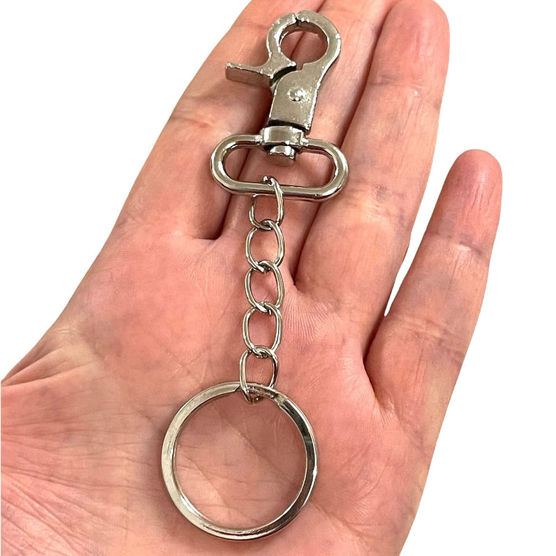 Rhodium Plated Keyring&Keychains with Large Swivel Clasp