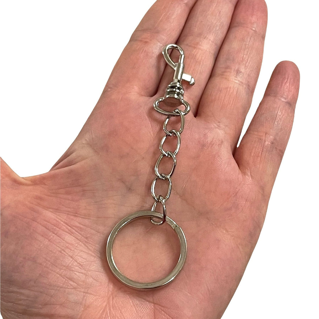 Rhodium Plated Keyring&amp;Keychains with Large Swivel Clasp