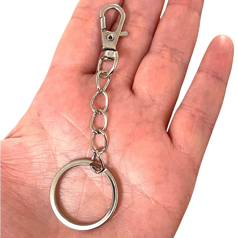 Rhodium Plated Keyring&Keychains with Large Swivel Clasp