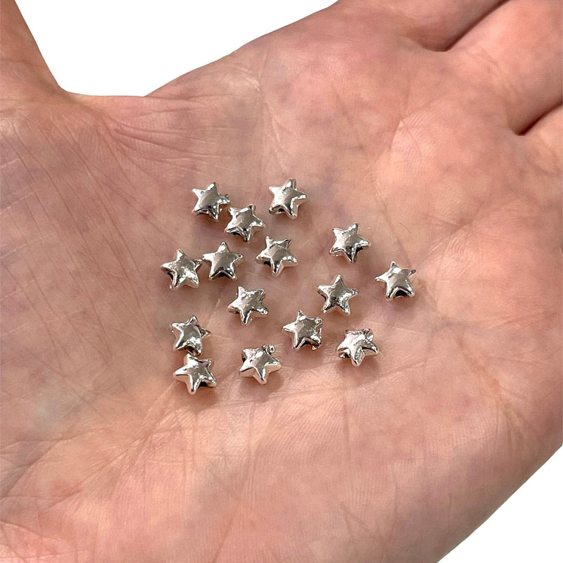 Silver Plated Star Spacer Charms, 6mm Silver Star Charms, Star Spacer Silver Charms, 15 pcs in a pack