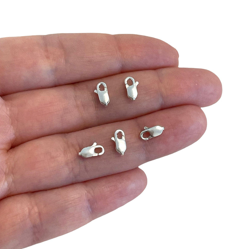 Sterling Silver Lobster Clasps, 8x3mm 925 Sterling Silver Clasps, 5 pcs in a pack