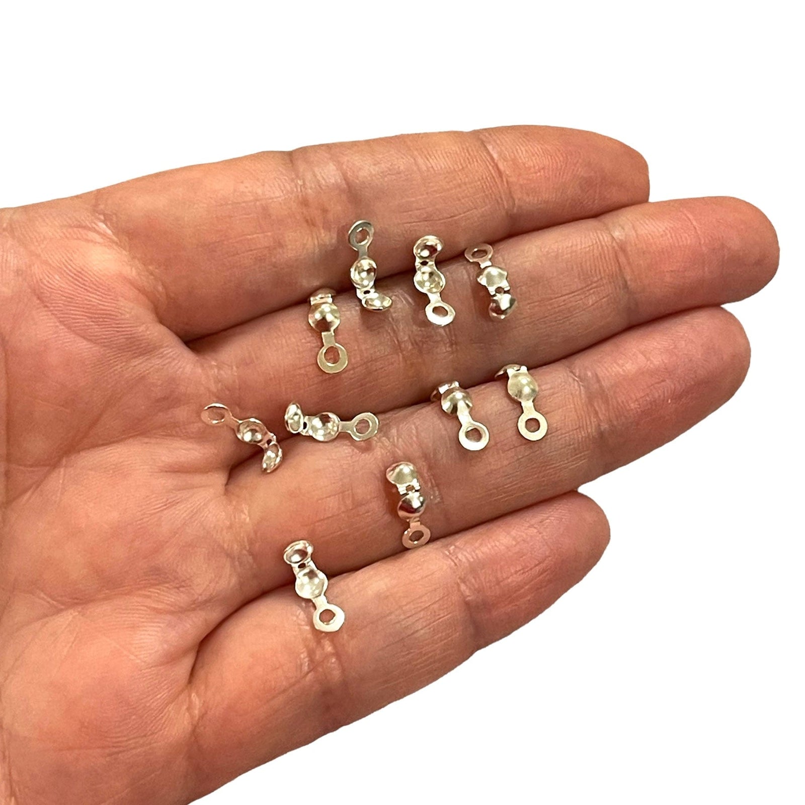 Sterling Silver Crimping Bead Tips, 925 Sterling Silver Clamshell Knots Cover