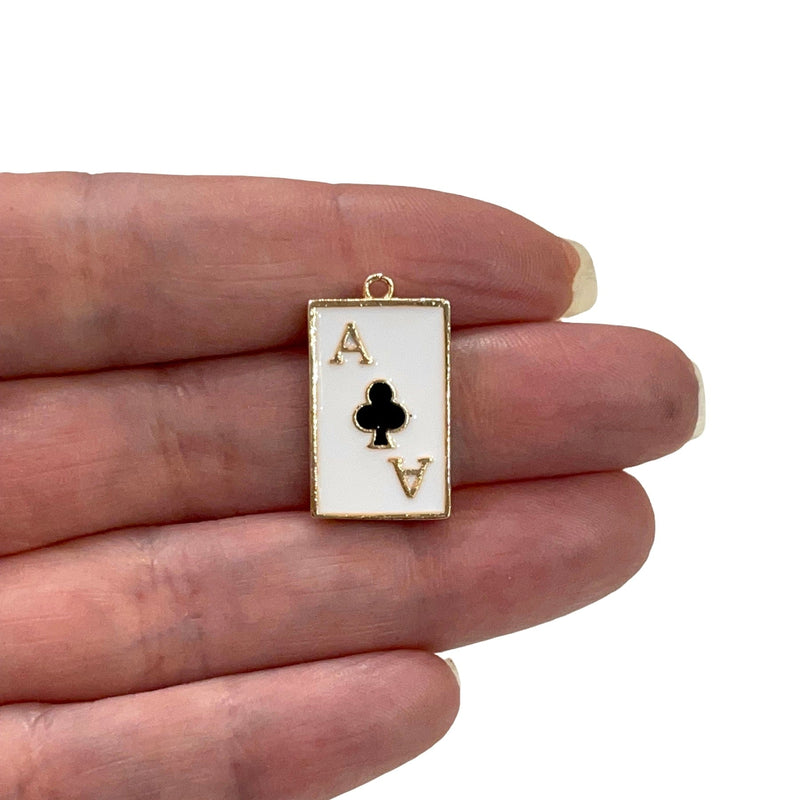24Kt Gold Plated Ace of Clubs Charm, gold Ace of Clubs Pendant