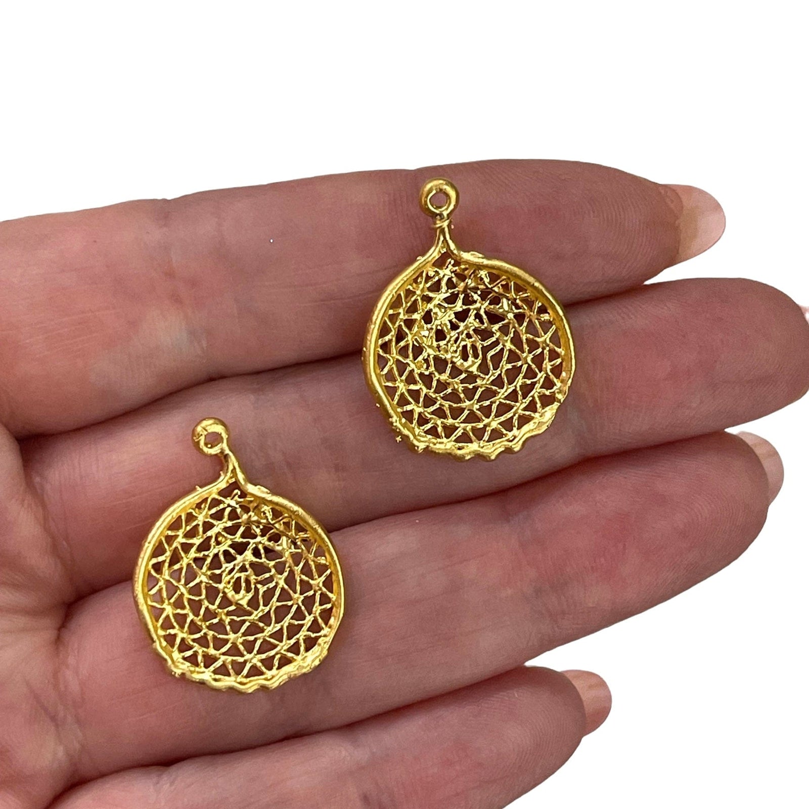 24Kt Matte Gold Plated Leaf Pendants 2 Pcs in a pack