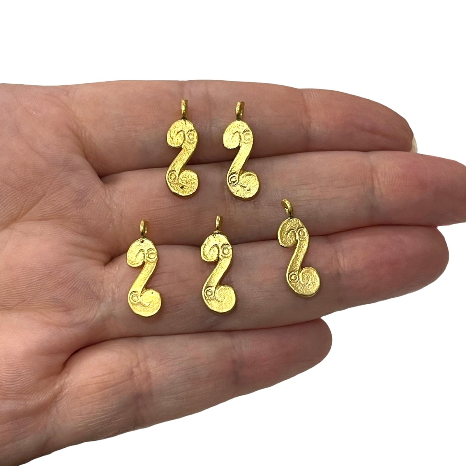 24Kt Matte Gold Plated 19mm Brass Charms, 5 pcs in a pack