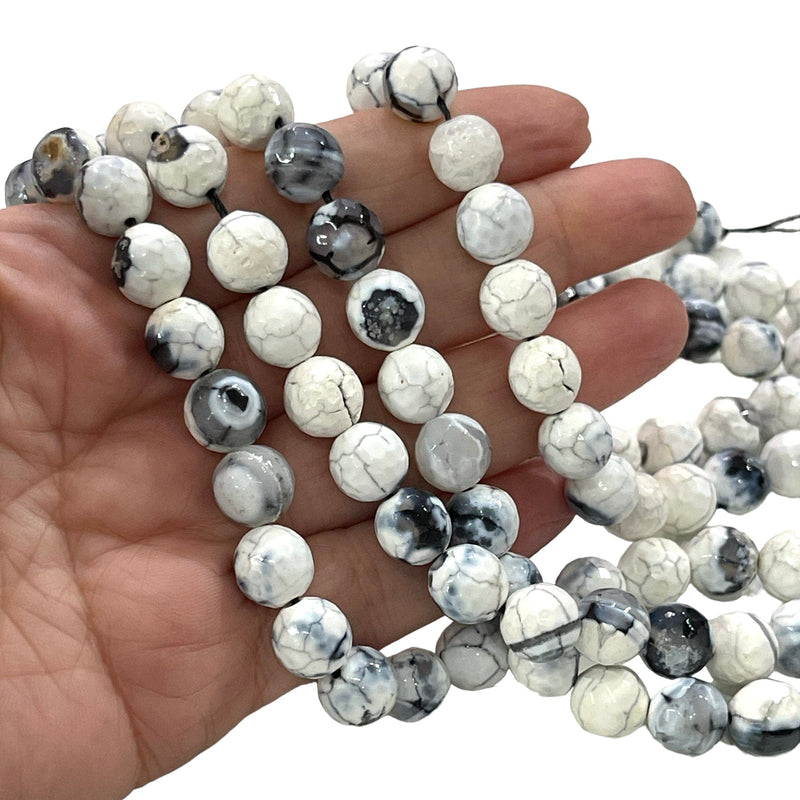 Agate blanche à facettes 10mm, 40 perles par brin, Perles, Perles de pierres précieuses,