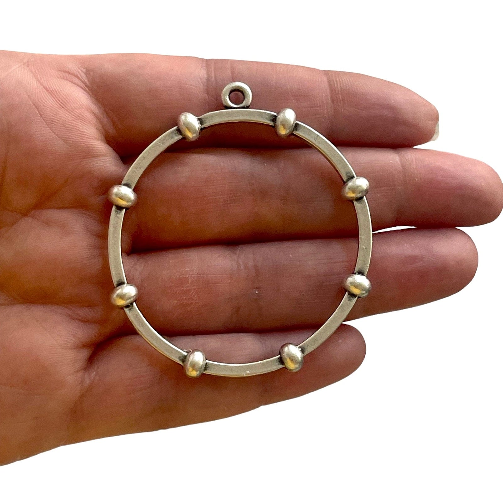 Antique Silver Plated Large Circle Pendant