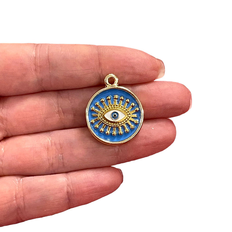 24Kt Gold Plated Enamelled Evil Eye Pendant