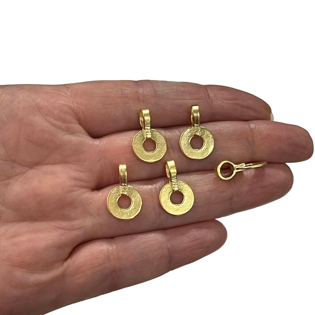 24Kt Matte Gold Plated Brass Coin Charms, 5 Pcs in a pack