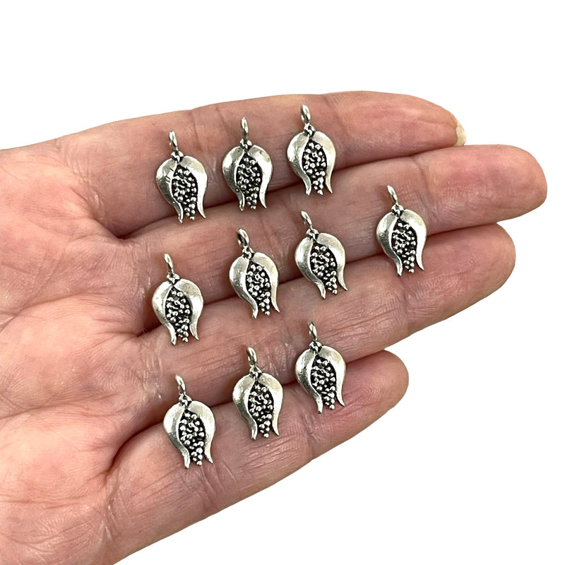 Antique Silver Plated Tulip Charms,10 pcs in a pack