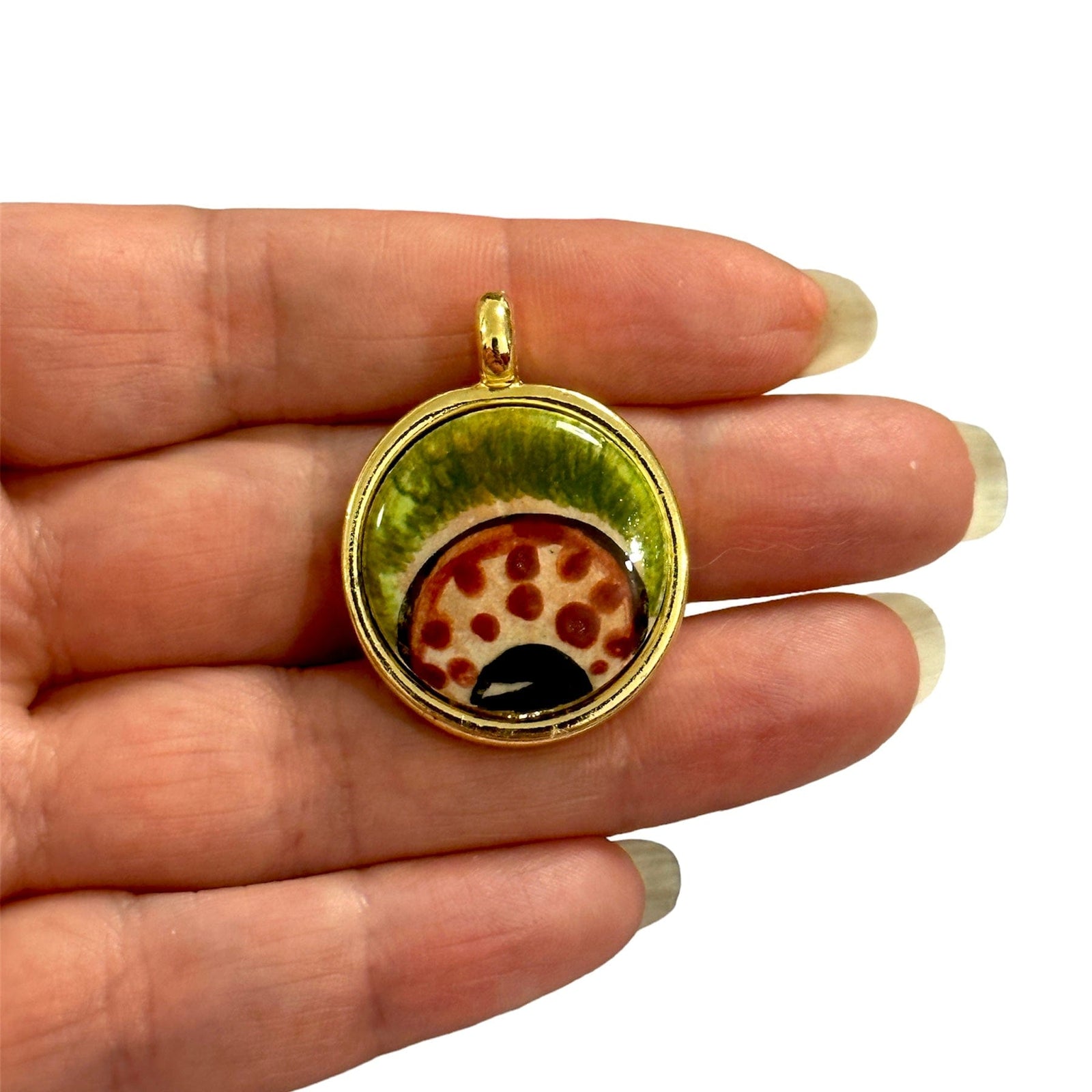 24Kt Gold Plated Hand Made&Paint Ceramic Eye Pendant
