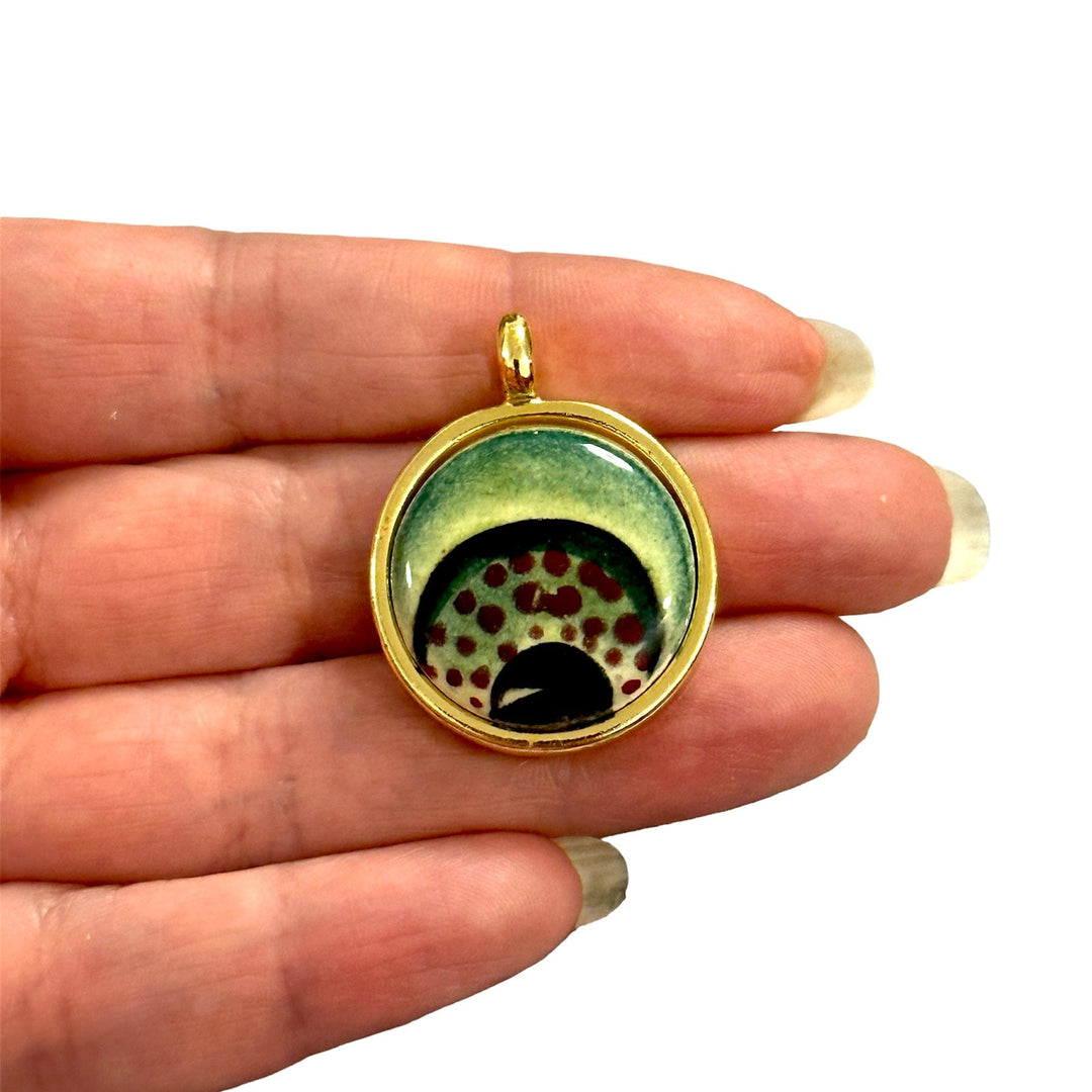 24Kt Gold Plated Hand Made&amp;Paint Ceramic Eye Pendant