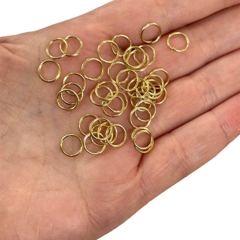 24Kt Gold Plated Jump Rings, 8mm, 24 Kt Gold Plated Open Jump Rings