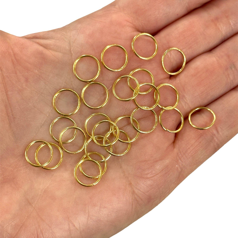 24Kt Gold Plated Jump Rings, 10mm, 24 Kt Gold Plated Open Jump Rings