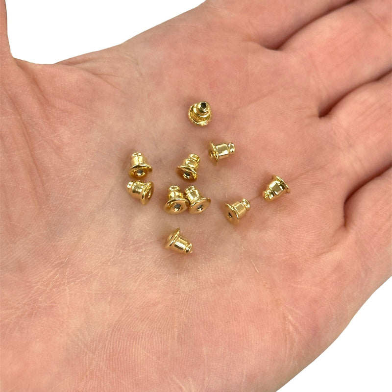 24Kt Gold Plated 10 Pcs Earring Back Tubes,Spare Earring Stoppers
