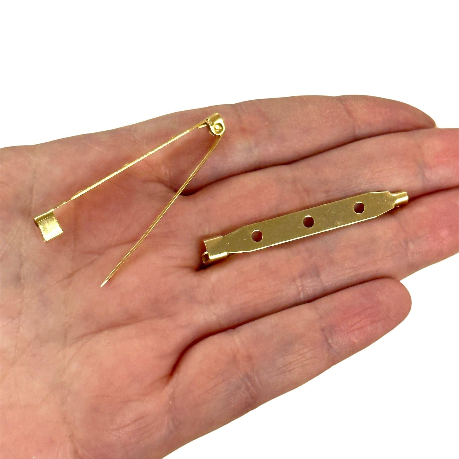 24Kt Gold Plated 45mm Brooch Pin Backs, 2 pcs in a pack