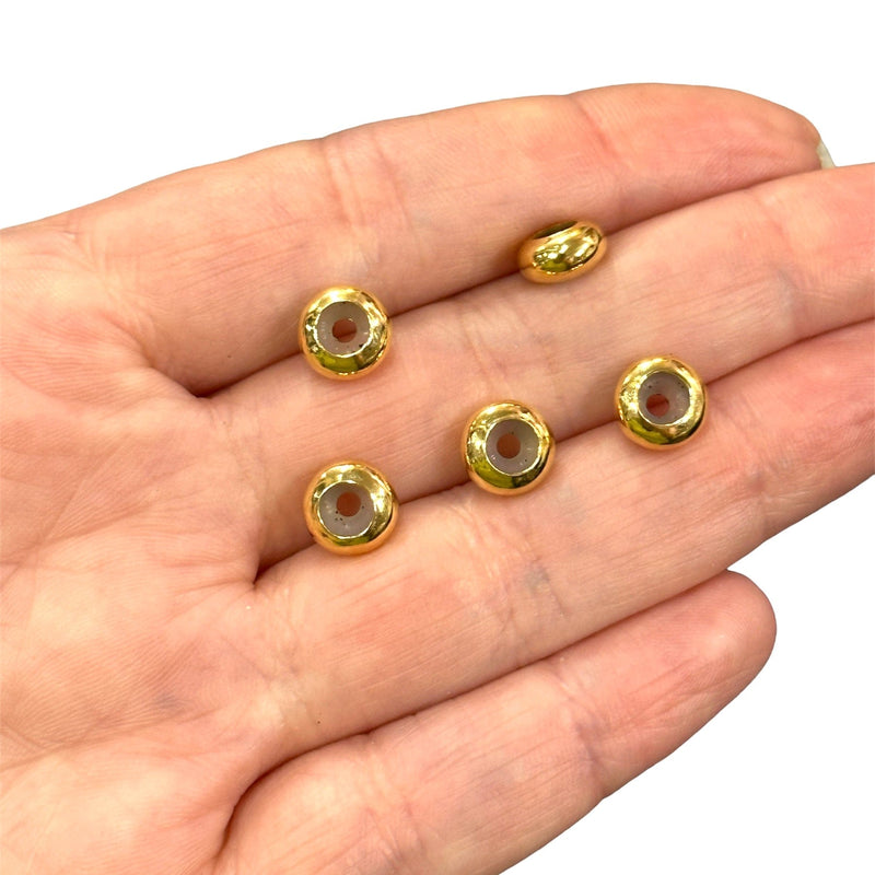 24Kt Gold Plated 8mm Rubber Inside Beads, Slider Beads, Bead Stopper, 5 pcs in a pack