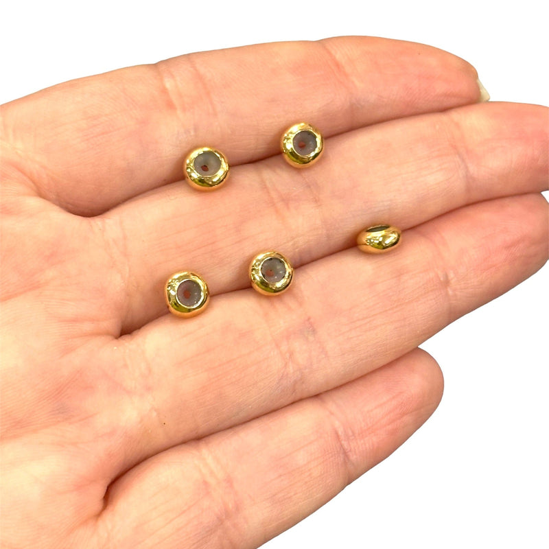 24Kt Gold Plated 6mm Rubber Inside Beads, Slider Beads, Bead Stopper, 5 pcs in a pack