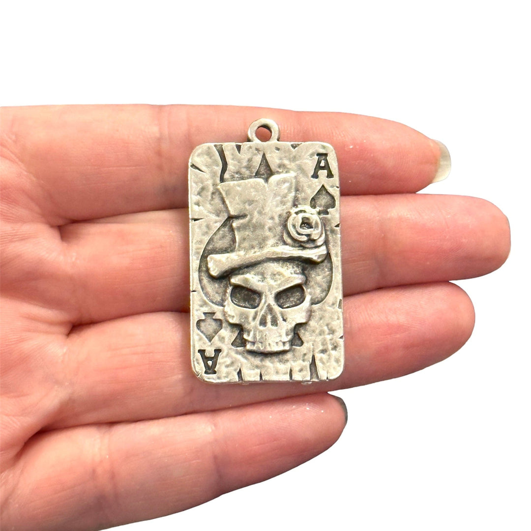 Antique Silver Plated Ace of Spades Pendant