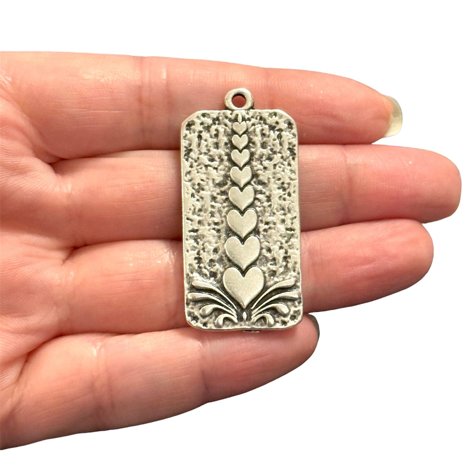 Antique Silver Plated Hearts Pendant