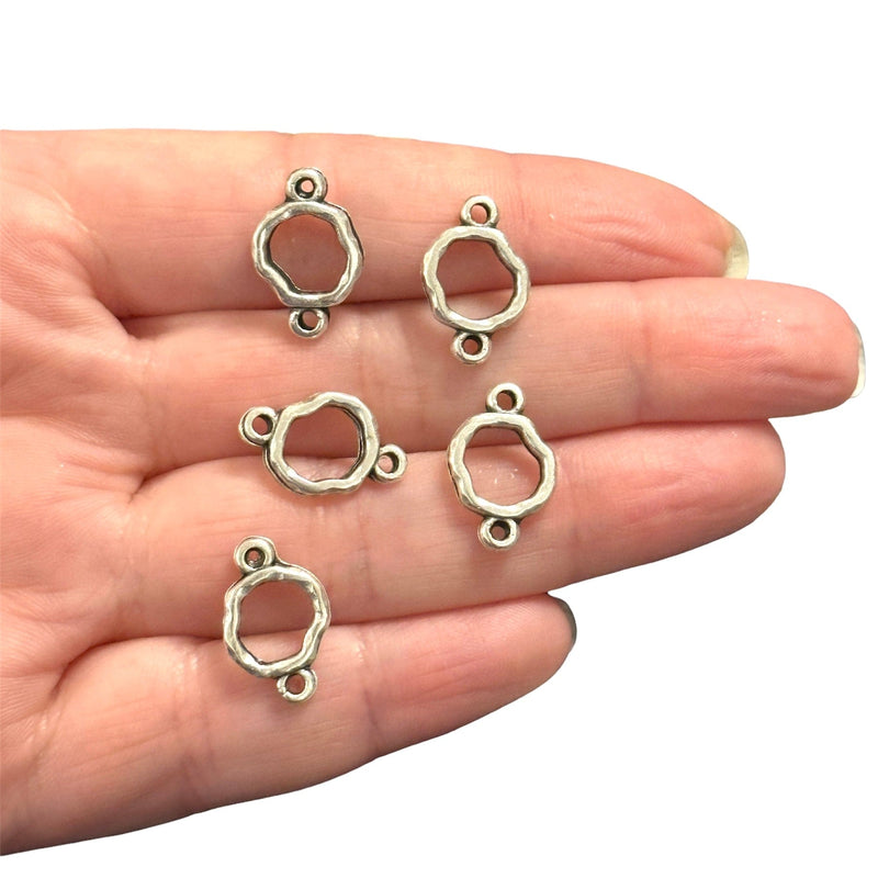 Antique Silver Plated Connector Ring Charms, 5 pcs in a pack
