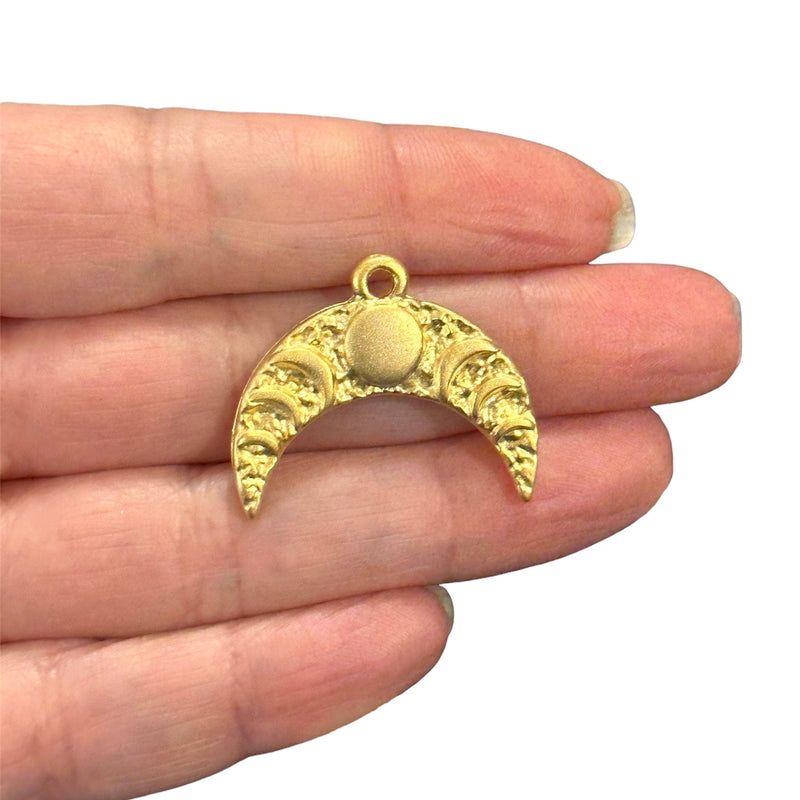 Matte Gold Plated Phases of Moon Crescent Charm