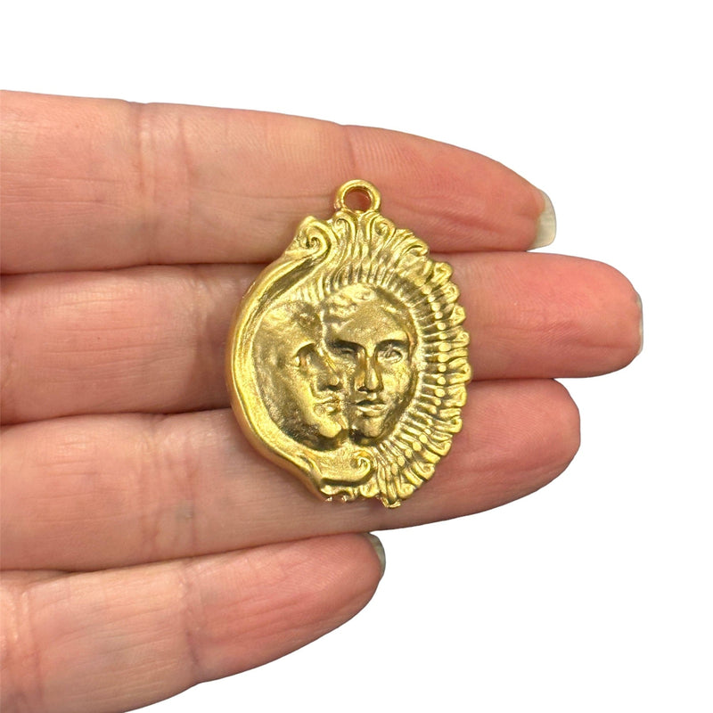 Matte Gold Plated Mask Pendant