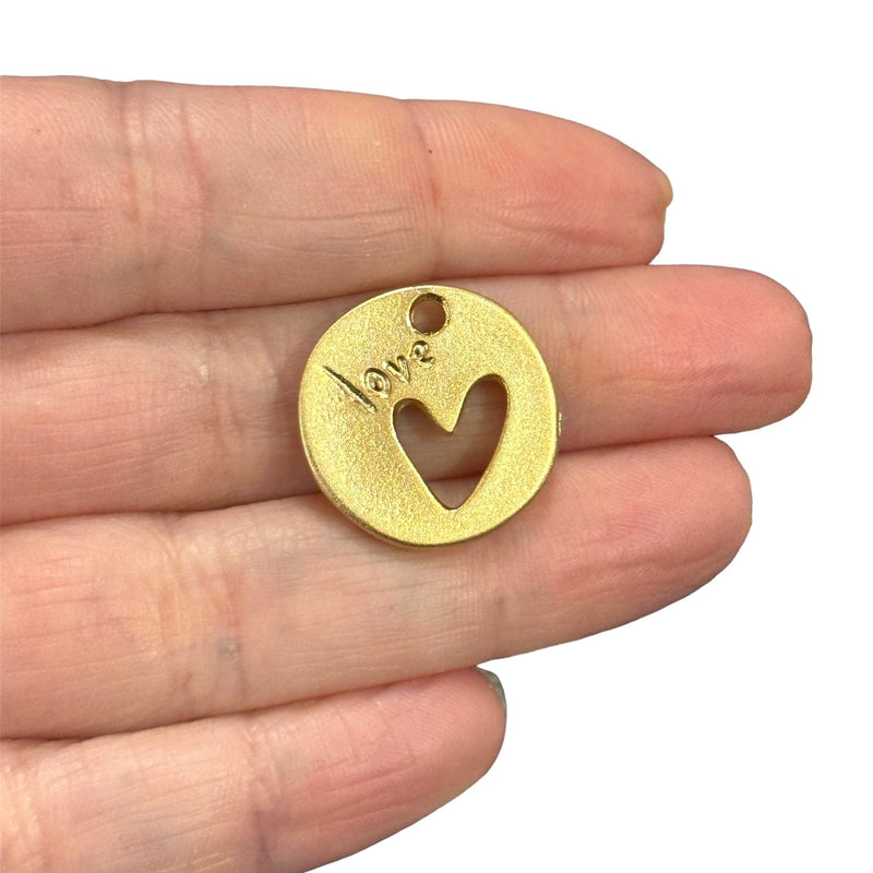 Matte Gold Plated Love Heart Charm