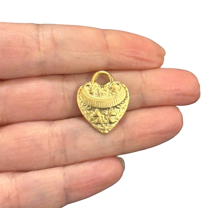 Matte Gold Plated Heart Charm
