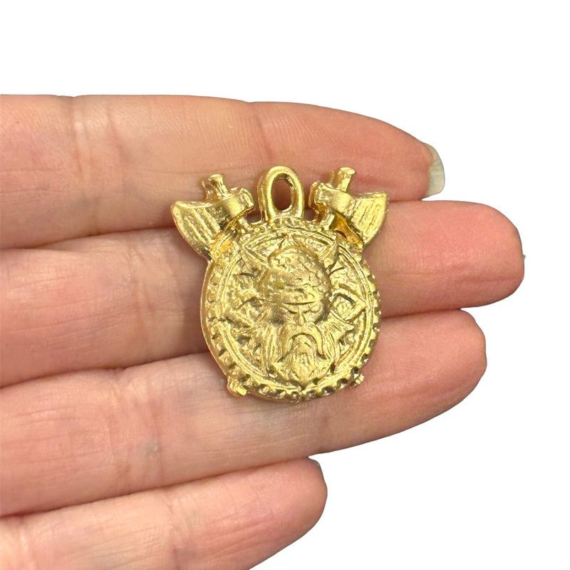 Matte Gold Plated Viking Pendant