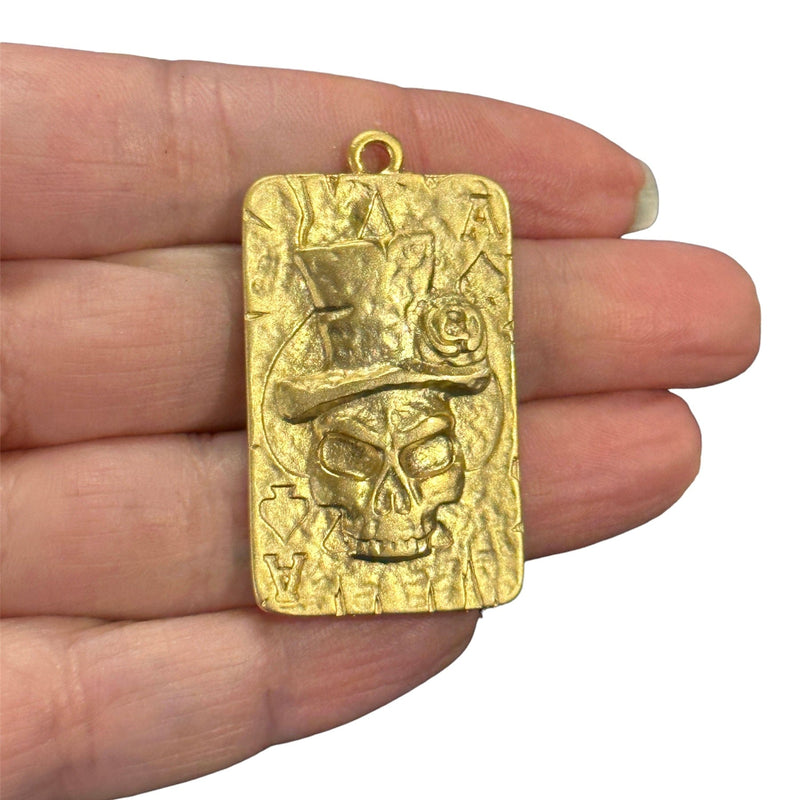 Pendentif Corbeau Lune Plaqué Or Mat 24Kt