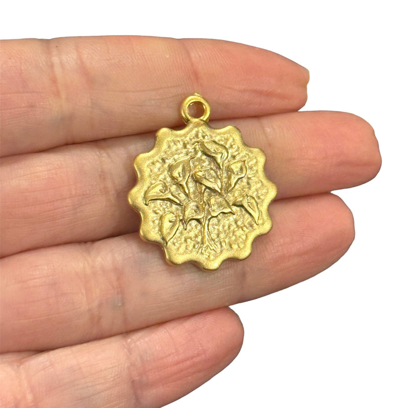 Pendentif Corbeau Lune Plaqué Or Mat 24Kt