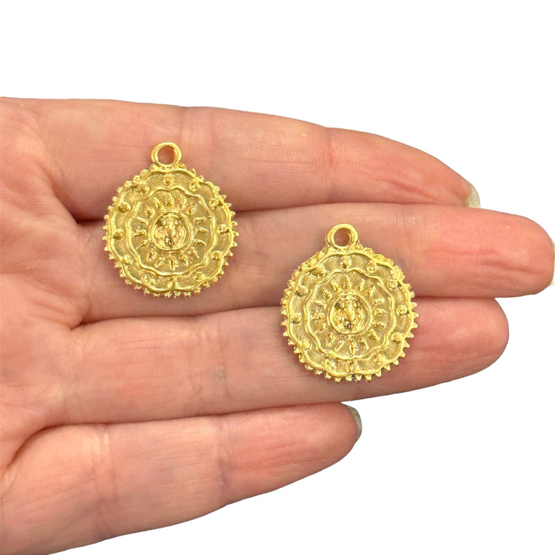 Matte Gold Plated Authentic Coin Charms, 2 pcs in a pack