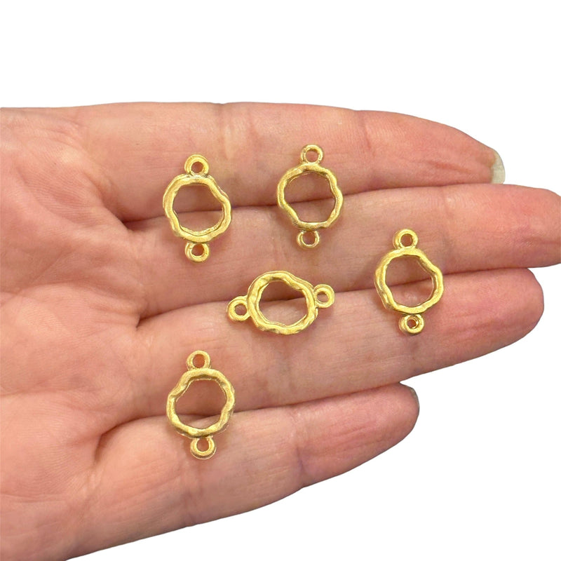 Matte Gold Plated Connector Ring Charms, 5 pcs in a pack
