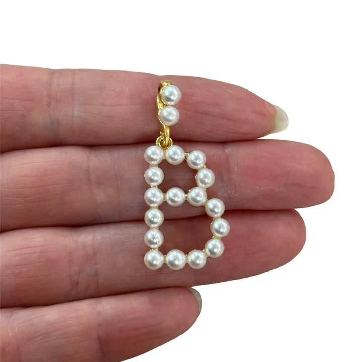 Initial Pendants, Initial Alphabet Letter Pendants, 24Kt Gold Plated White Pearl Style A to Z, Gold Initial Pendants, Initial Necklace