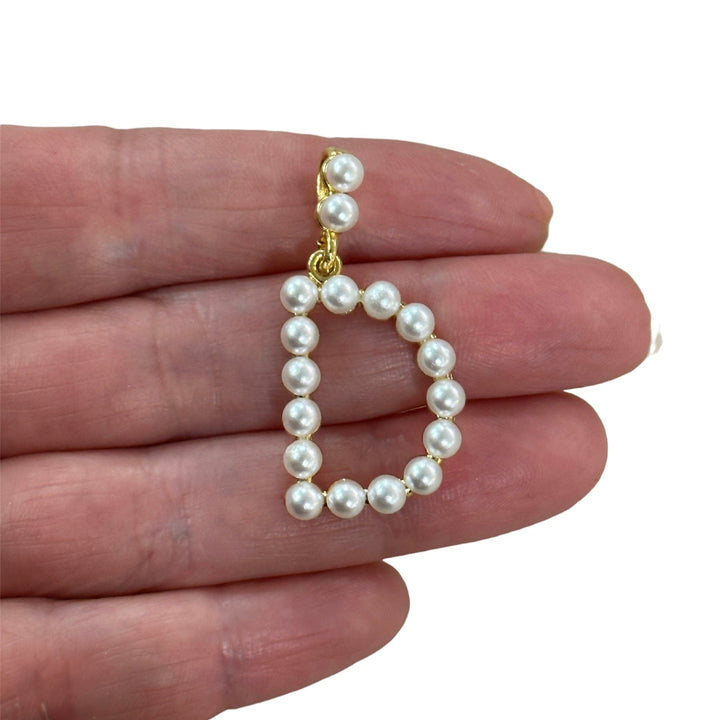 Initial Pendants, Initial Alphabet Letter Pendants, 24Kt Gold Plated White Pearl Style A to Z, Gold Initial Pendants, Initial Necklace