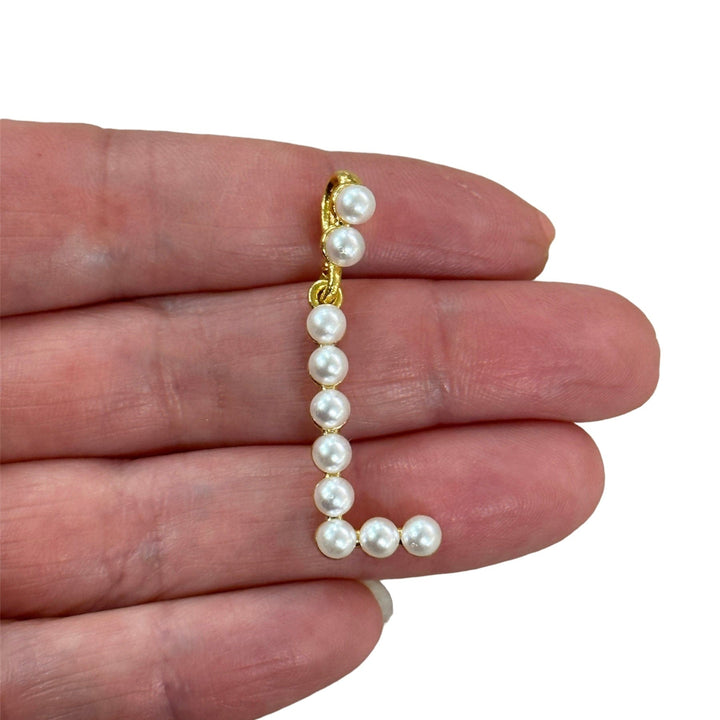 Initial Pendants, Initial Alphabet Letter Pendants, 24Kt Gold Plated White Pearl Style A to Z, Gold Initial Pendants, Initial Necklace