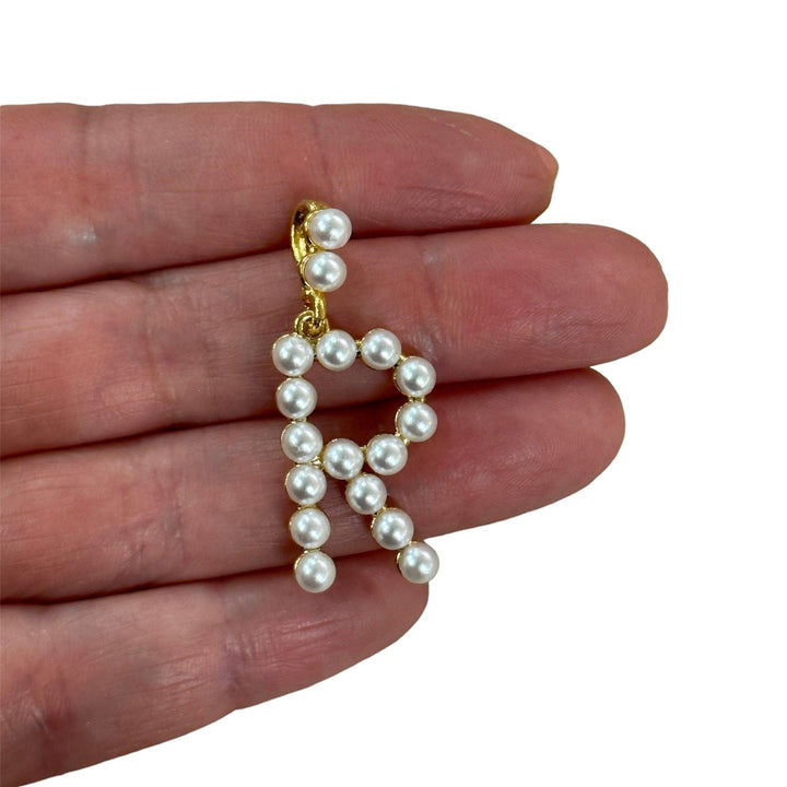 Initial Pendants, Initial Alphabet Letter Pendants, 24Kt Gold Plated White Pearl Style A to Z, Gold Initial Pendants, Initial Necklace