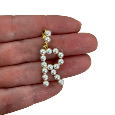 Anfangsanhänger, Anfangsbuchstaben-Anhänger, 24 Karat vergoldete weiße Perle Stil A bis Z, Gold-Anfangsanhänger, Anfangskette